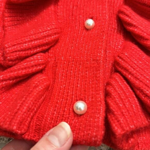INDUSTRY red pearl sweater cardigan worn once  large L - Picture 5 of 8
